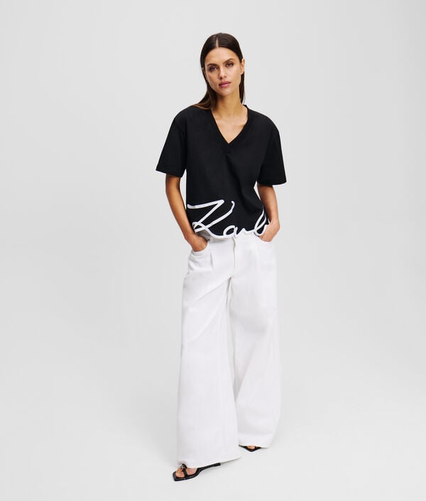Karl Lagerfeld T-SHIRT COL EN V KARL SIGNATURE