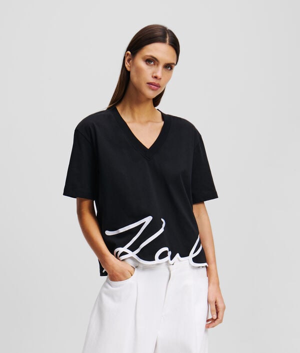 karl lagerfeld T-SHIRT COL EN V KARL SIGNATURE