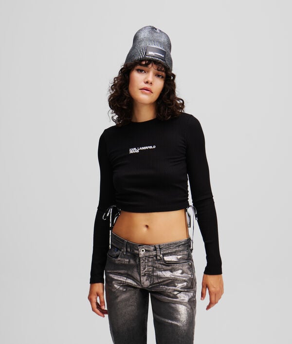 karl lagerfeld T-SHIRT CÔTELÉ À MANCHES LONGUES