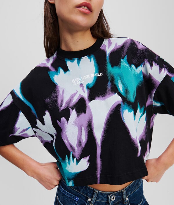 Karl Lagerfeld T-SHIRT CROPPED À IMPRIMÉ FLORAL