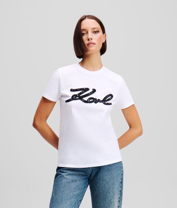 karl lagerfeld T-SHIRT EN BOUCLÉ KARL SIGNATURE
