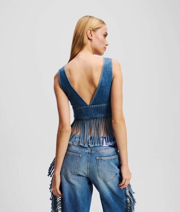 Karl Lagerfeld TOP EN DENIM FRANGÉ