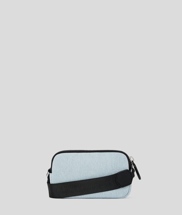 Karl Lagerfeld MINI-SAC BANDOULIÈRE EN DENIM AVEC LOGO CARRÉ