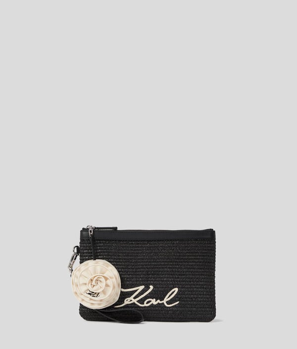 karl lagerfeld POCHETTE DE PLAGE FLORALE EN RAPHIA K/SIGNATURE