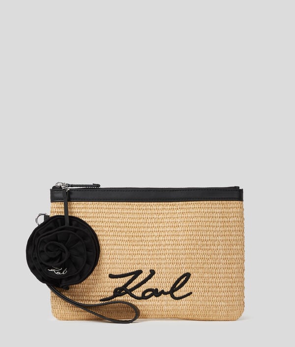 karl lagerfeld POCHETTE DE PLAGE FLORALE EN RAPHIA K/SIGNATURE
