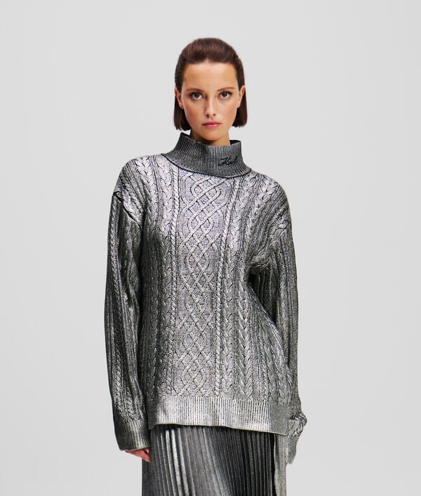 karl lagerfeld PULL EN TRICOT TORSADÉ EFFET MÉTALLISÉ