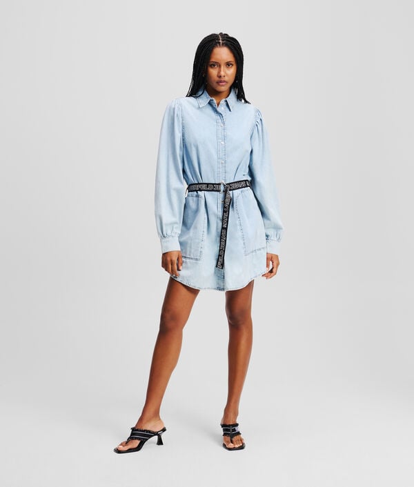 karl lagerfeld ROBE CHEMISE EN DENIM À MANCHES BOUFFANTES