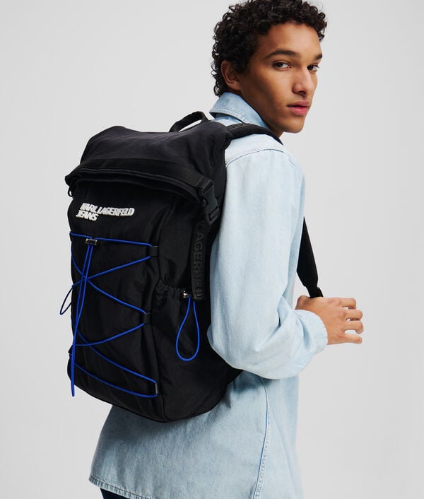 Karl Lagerfeld SAC À DOS FONCTIONNEL À RABAT ROULÉ AVEC CORDONS