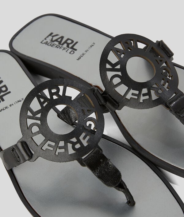 Karl Lagerfeld SANDALES À LANIÈRE EN FORME D'ANNEAU AVEC LOGO KL
