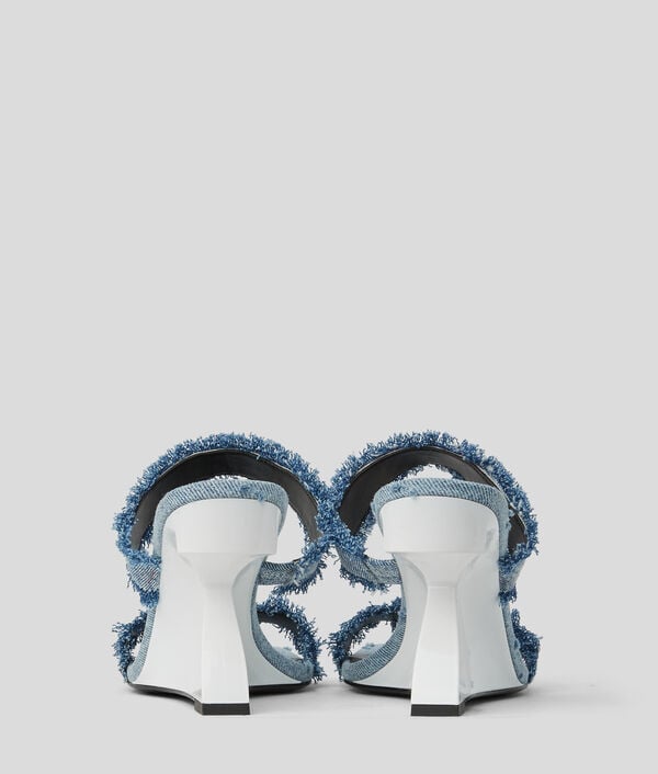 Karl Lagerfeld SANDALES À TALONS EN DENIM À DOUBLE BRIDE WAVERLY