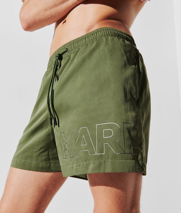 Karl Lagerfeld SHORT DE BAIN LONG À LOGO KARL MÉTALLISÉ