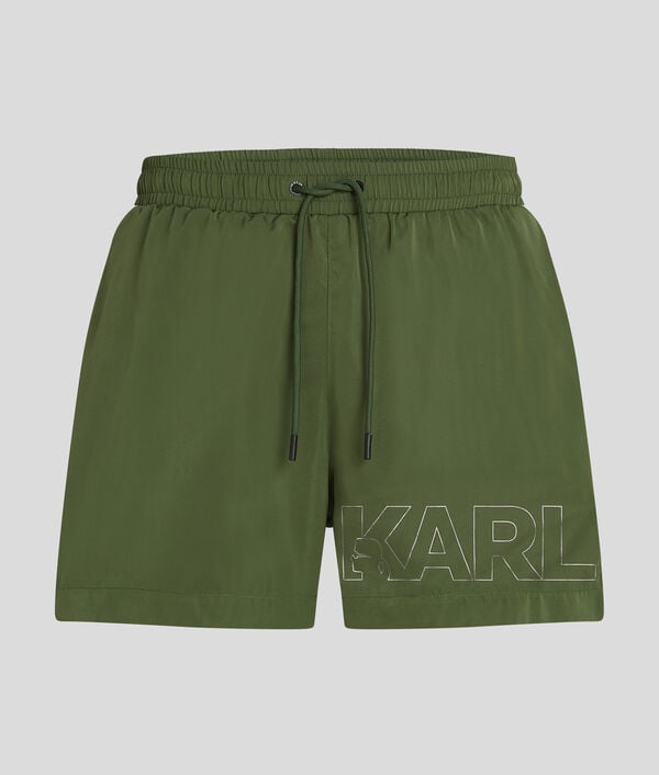Karl Lagerfeld SHORT DE BAIN LONG À LOGO KARL MÉTALLISÉ