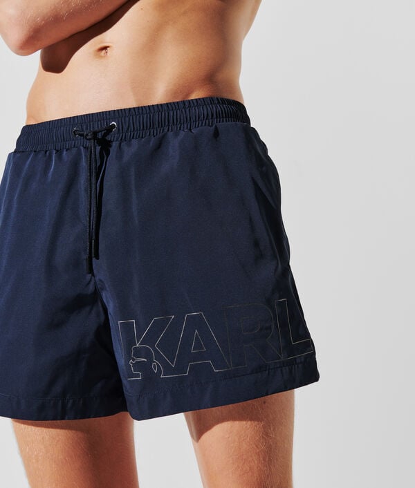 Karl Lagerfeld SHORT DE BAIN LONG À LOGO KARL MÉTALLISÉ
