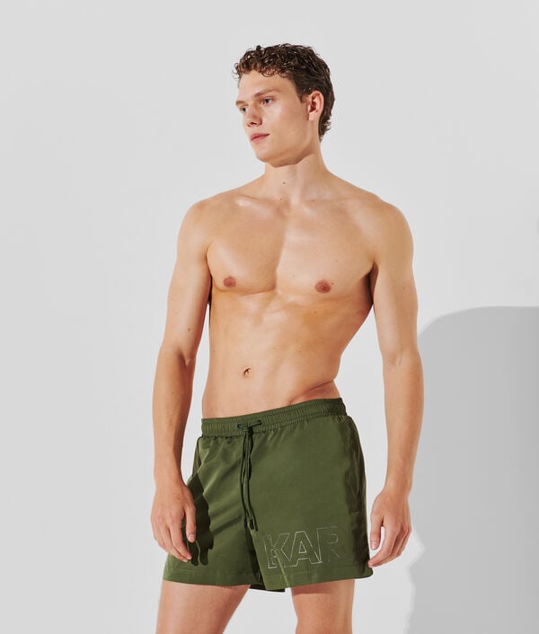 karl lagerfeld SHORT DE BAIN LONG À LOGO KARL MÉTALLISÉ