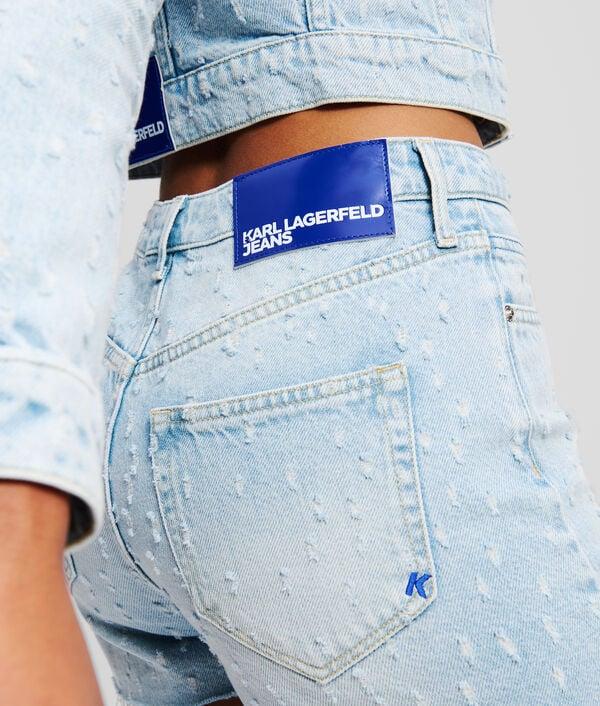 Karl Lagerfeld SHORT EN DENIM BOUCLÉ À TAILLE MI-HAUTE