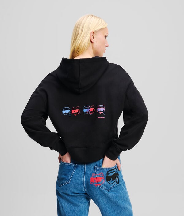 karl lagerfeld SWEAT À CAPUCHE COURT AVEC IKON DE COULEURS VIVES