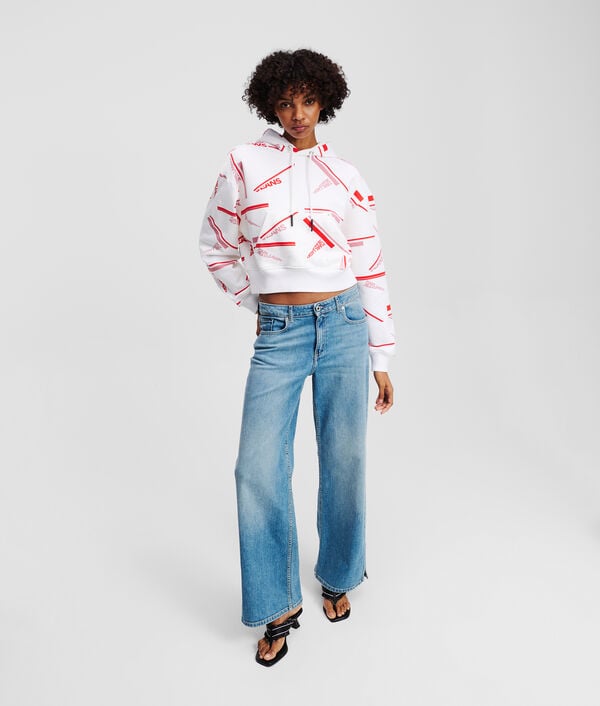 Karl Lagerfeld SWEAT À CAPUCHE CROPPED DÉTENDU AVEC IMPRIMÉ INTÉGRAL