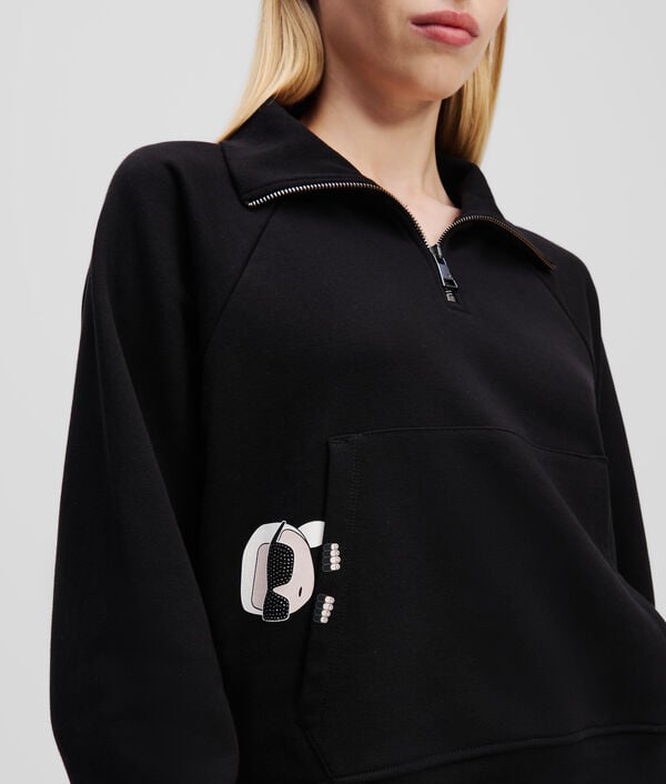 Karl Lagerfeld SWEAT-SHIRT À DEMI-ZIP ET À MOTIF PARTIELLEMENT CACHÉ IKON