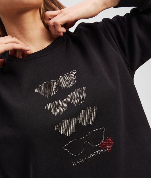 Karl Lagerfeld SWEATSHIRT AVEC MOTIF DE LUNETTES DE SOLEIL EN STRASS