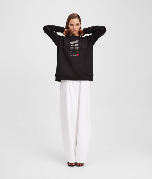 Karl Lagerfeld SWEATSHIRT AVEC MOTIF DE LUNETTES DE SOLEIL EN STRASS