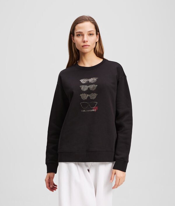karl lagerfeld SWEATSHIRT AVEC MOTIF DE LUNETTES DE SOLEIL EN STRASS