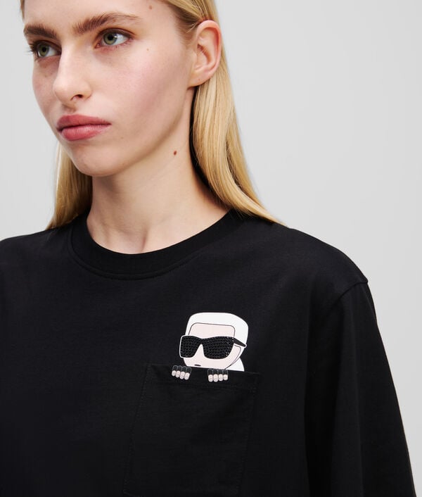 Karl Lagerfeld T-SHIRT À MOTIF PARTIELLEMENT CACHÉ EN STRASS IKON