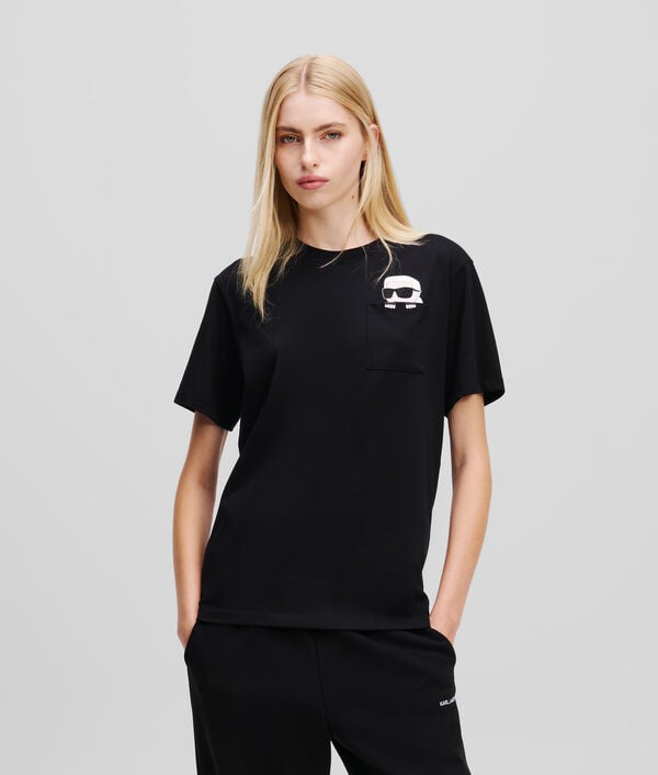 karl lagerfeld T-SHIRT À MOTIF PARTIELLEMENT CACHÉ EN STRASS IKON