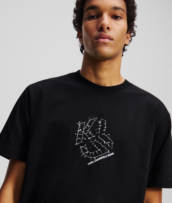 Karl Lagerfeld T-SHIRT À OURLET ARRONDI ET MONOGRAMME SHIBORI