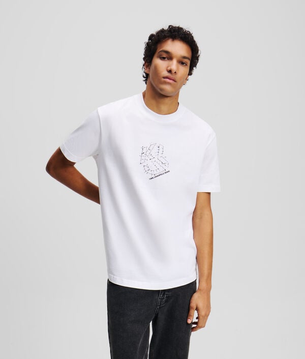 karl lagerfeld T-SHIRT À OURLET ARRONDI ET MONOGRAMME SHIBORI