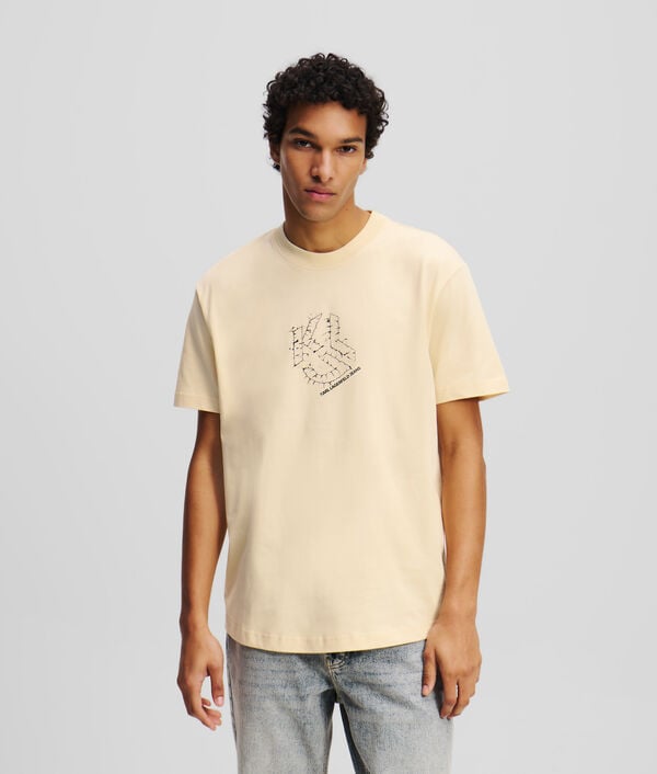 karl lagerfeld T-SHIRT À OURLET ARRONDI ET MONOGRAMME SHIBORI