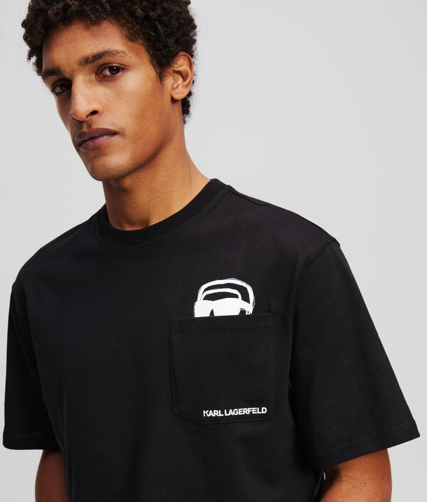 Karl Lagerfeld T-SHIRT À POCHE AVEC MOTIF PARTIELLEMENT CACHÉ IKON