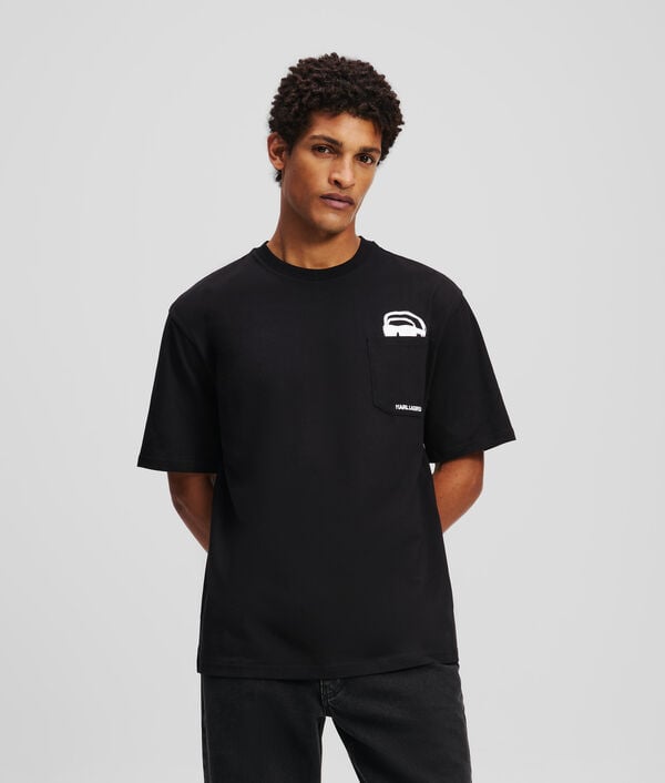 karl lagerfeld T-SHIRT À POCHE AVEC MOTIF PARTIELLEMENT CACHÉ IKON
