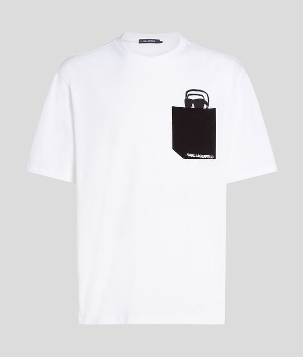 karl lagerfeld T-SHIRT À POCHE AVEC MOTIF PARTIELLEMENT CACHÉ IKON