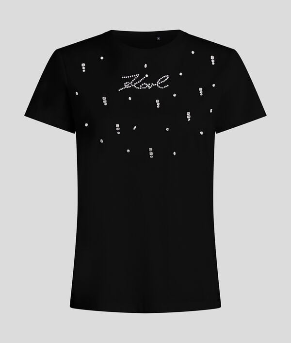 karl lagerfeld T-SHIRT À STRASS AVEC KARL SIGNATURE