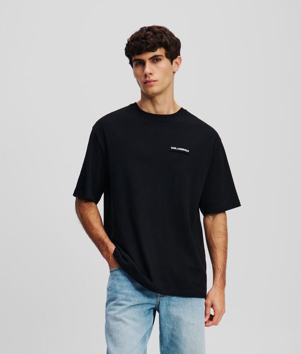 karl lagerfeld T-SHIRT EN LIN MÉLANGÉ AVEC LOGO KARL