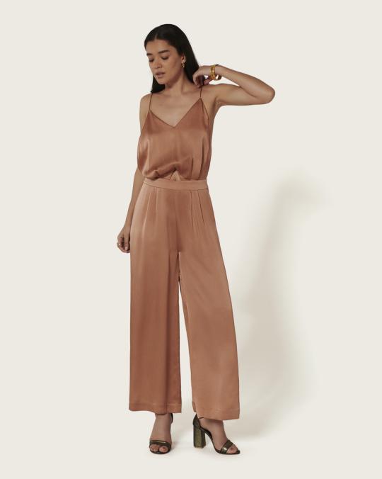 karma koma Combinaison longue en soie Swan COCA CHERRY