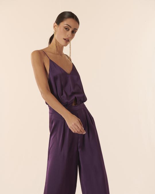 karma koma Combinaison longue en soie Swan COCA CHERRY