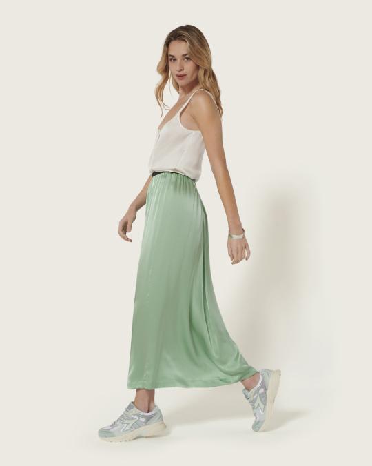 Karma Koma Jupe Longue En Soie Sama TESTA GREEN