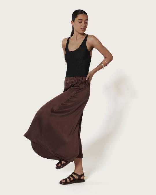 Karma Koma Jupe Longue En Soie Sama TESTA GREEN