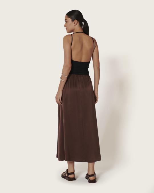 Karma Koma Jupe Longue En Soie Sama TESTA GREEN