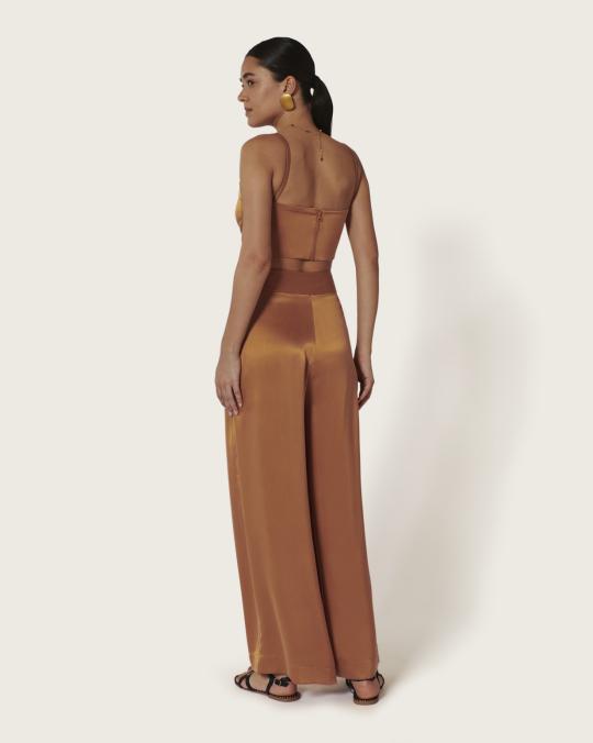 Karma Koma Pantalon En Soie Moreau TABAC