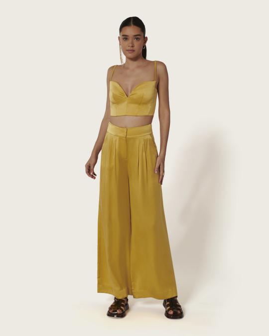 Karma Koma Pantalon En Soie Moreau TABAC