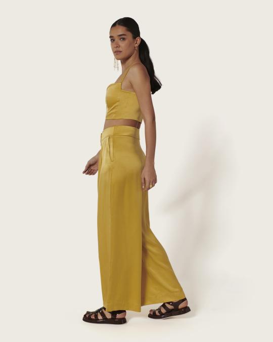 Karma Koma Pantalon En Soie Moreau TABAC