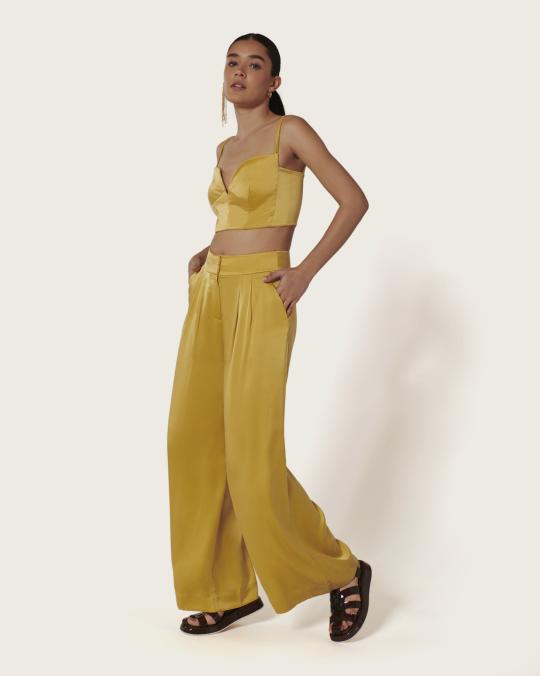 karma koma Pantalon en soie Moreau TABAC