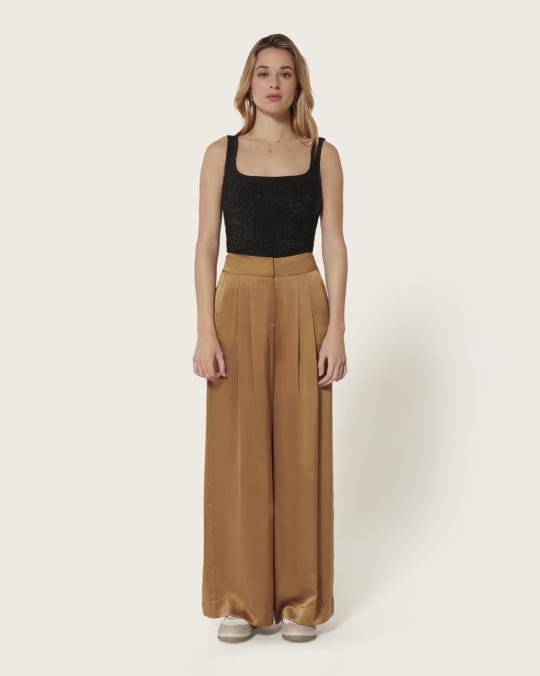 Karma Koma Pantalon En Soie Moreau TABAC