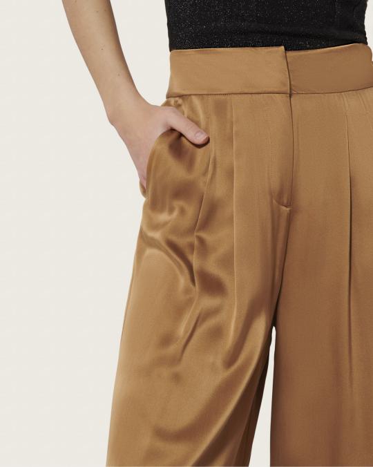 karma koma Pantalon en soie Moreau TABAC