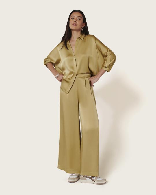 karma koma Pantalon en soie Swan JADE