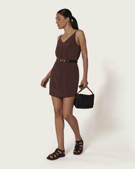 Karma Koma Robe Courte En Soie Maeva BLACK