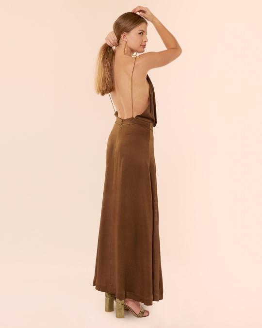 karma koma Robe longue en soie Swan CANELLE