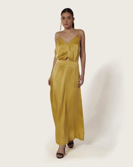 Karma Koma Robe Longue En Soie Swan CANELLE